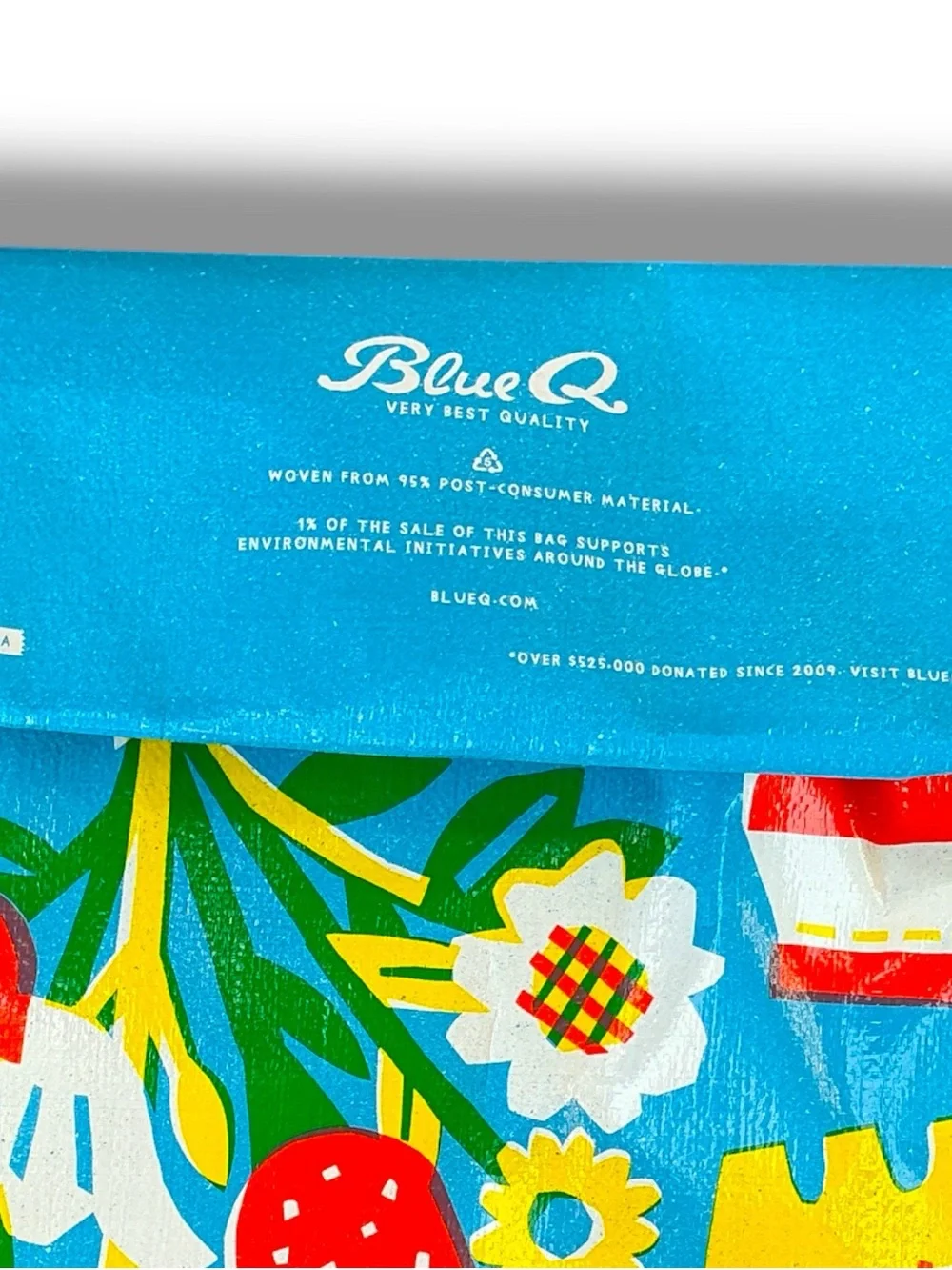 NWT Blue Q Grocery List Huge Market Shopper Beach Party Tote Recycled cheerful
